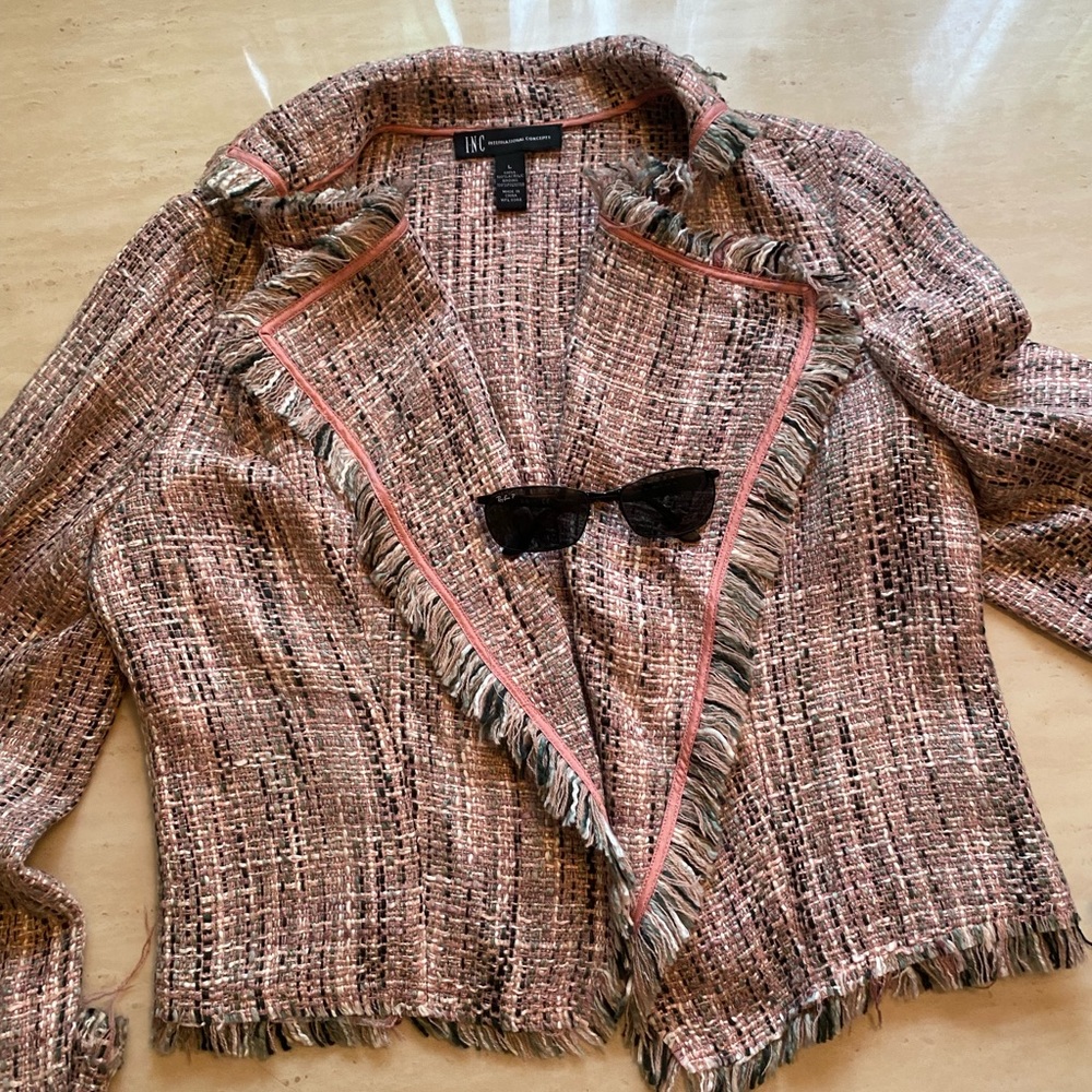 Spring jacket boucle tweed light weight pink
